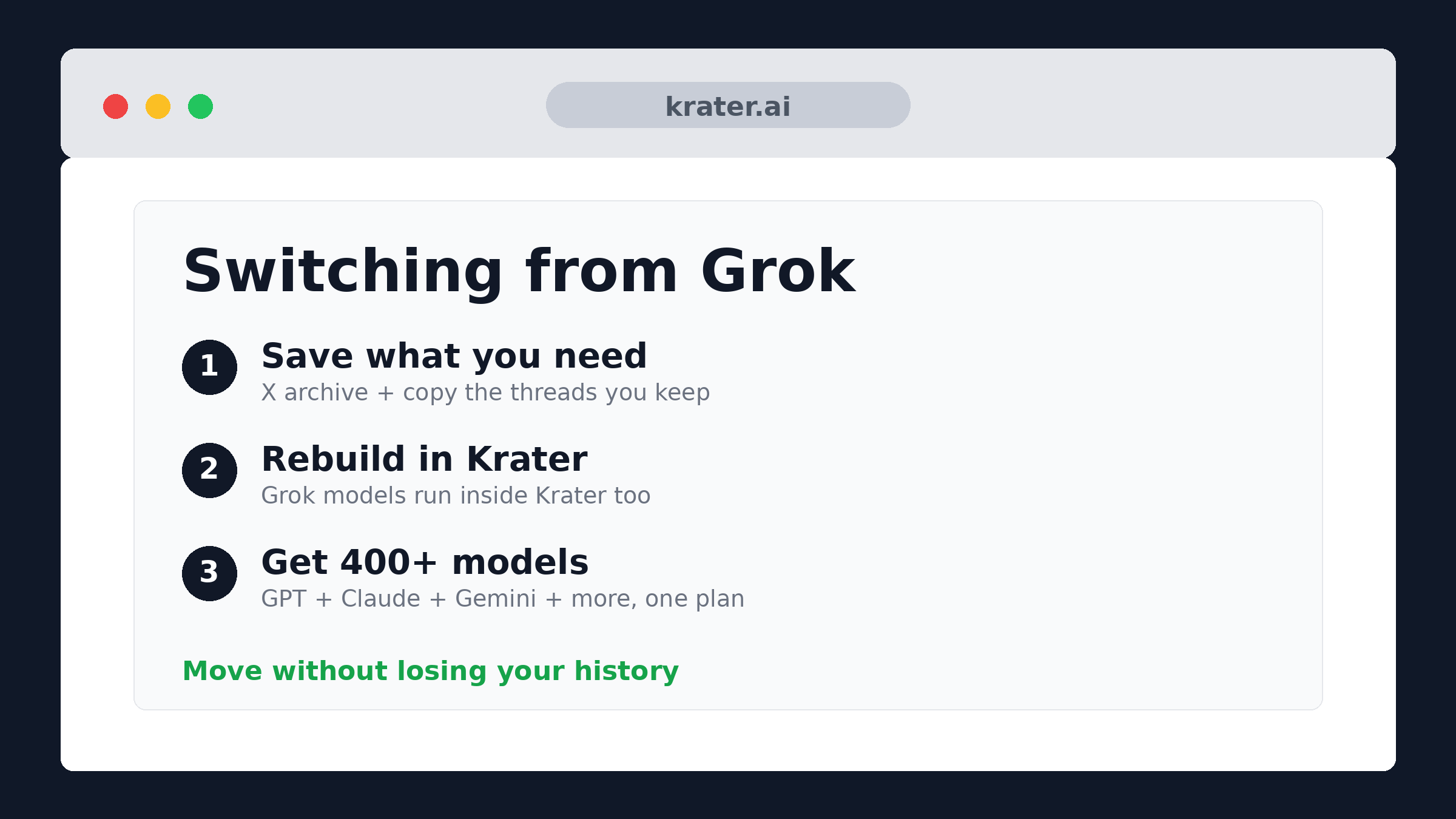 Switching from Grok: How to Move to Krater