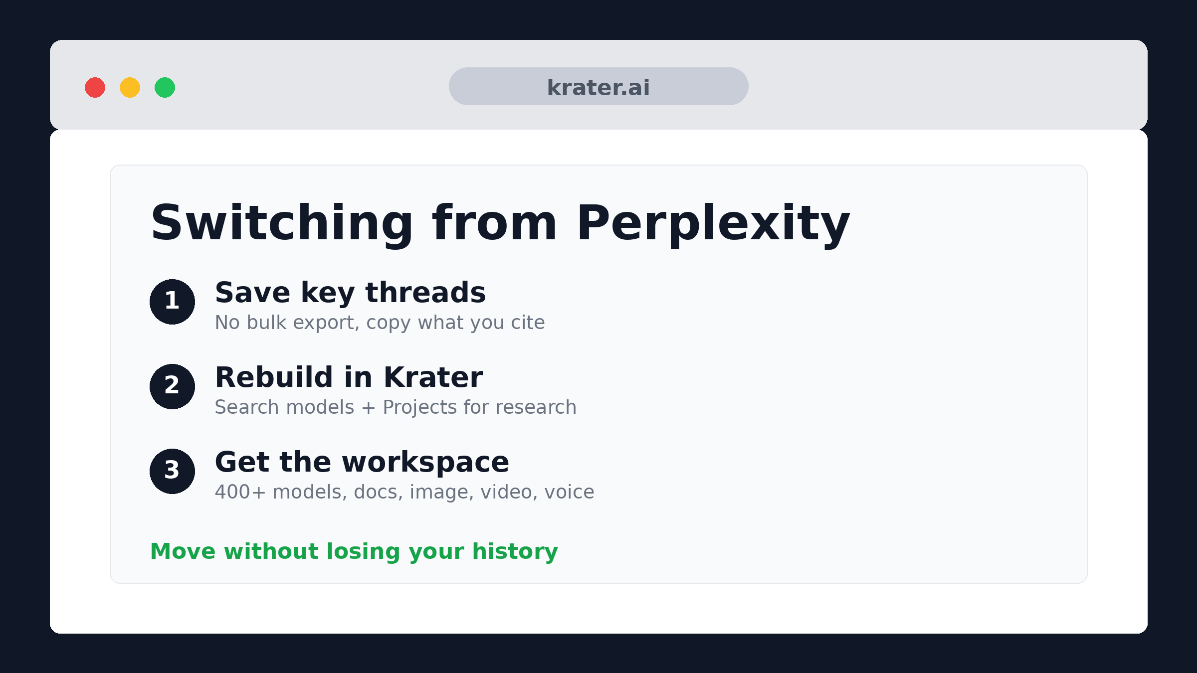 Switching from Perplexity: How to Move to Krater