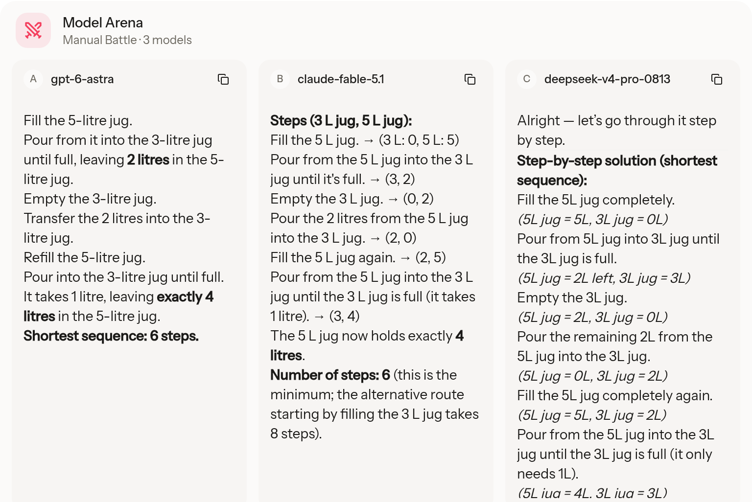 reasoning prompt in the Krater Model Arena